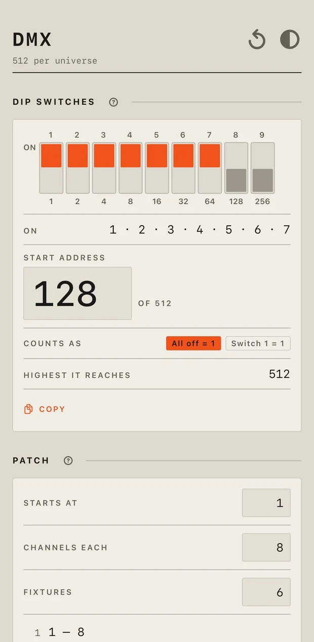 the same 128, counted as the total plus one — switches 1 through 7. highest reachable this way: 512